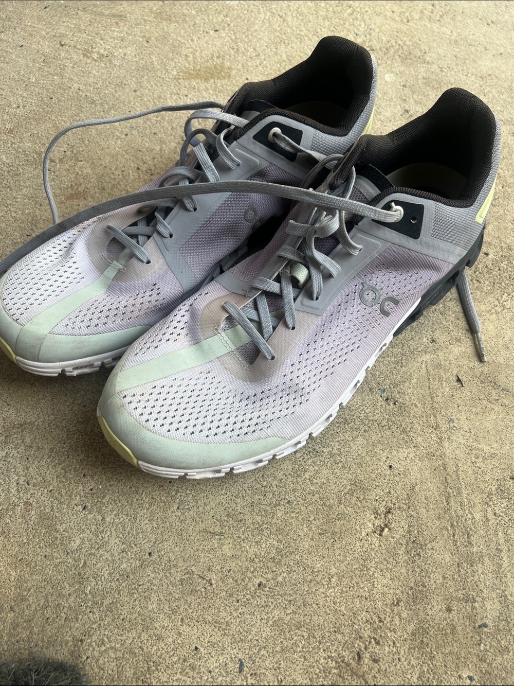 On Running Cloudsmith Sneakers in Light Gray with Mint Accents